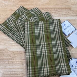 April Cornell Green Plaid Table Napkins